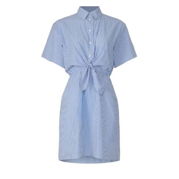 Thakoon- 100% cotton Blue Striped Tie Dress Size 10 - Picture 2 of 10